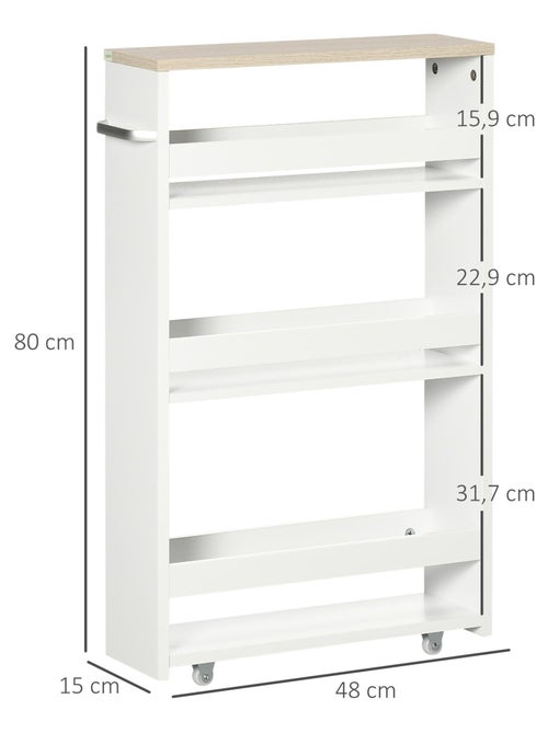 Meuble colonne salle de bain à roulettes 3 niveaux - Kiabi