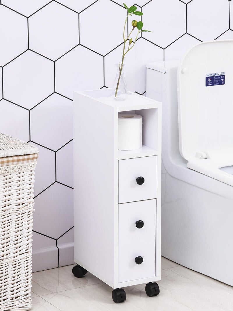 Meuble colonne salle de bain à roulettes Blanc Blanc - Kiabi