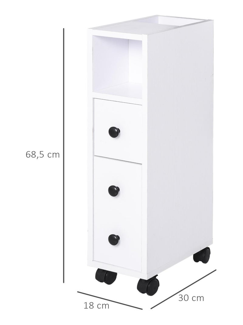 Meuble colonne salle de bain à roulettes Blanc Blanc - Kiabi
