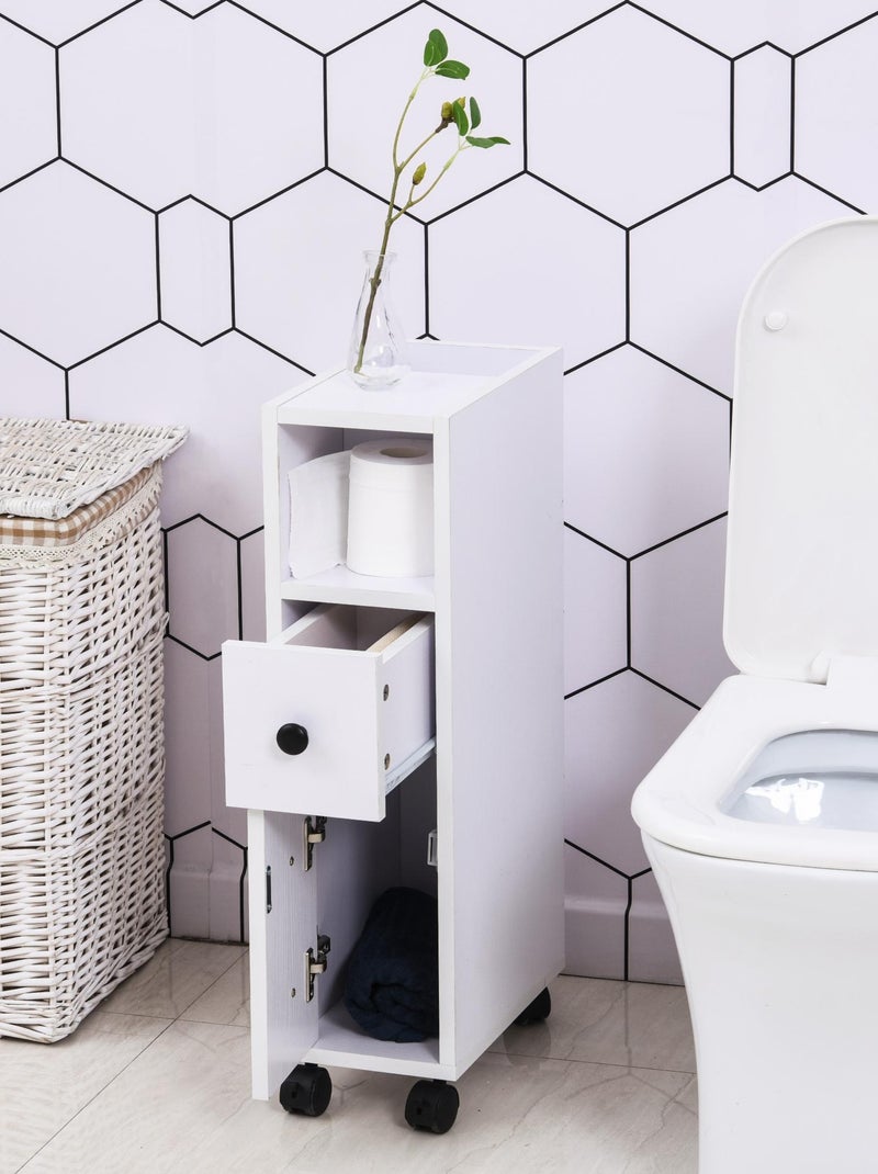 Meuble colonne salle de bain à roulettes Blanc Blanc - Kiabi