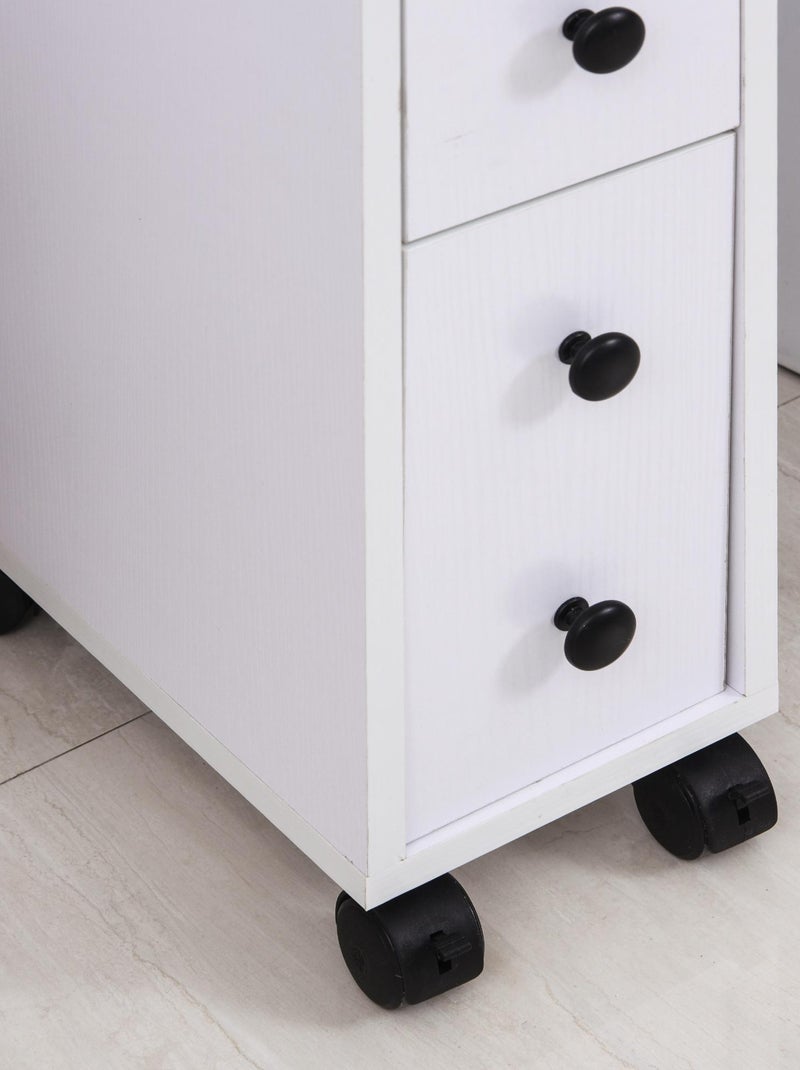 Meuble colonne salle de bain à roulettes Blanc Blanc - Kiabi