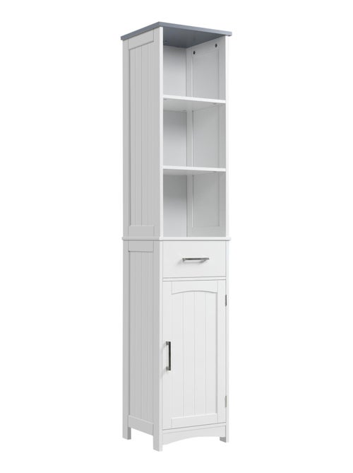 Meuble colonne salle de bain multi-rangement blanc gris - Kiabi