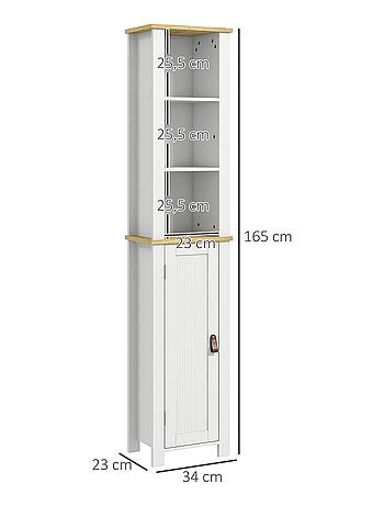 Meuble colonne salle de bain porte 2 étagères 3 niches