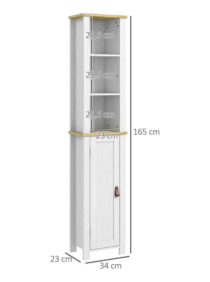 Meuble colonne salle de bain porte 2 étagères 3 niches Blanc Blanc - Kiabi