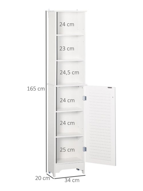 Meuble colonne salle de bain porte persienne 3 niches blanc - Kiabi Meuble colonne salle de bain porte persienne 3 niches blanc - Kiabi