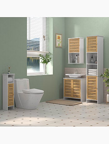Meuble colonne wc style cosy chic porte étagère support papier
