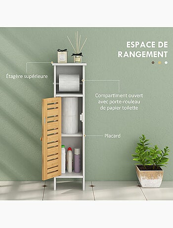Meuble colonne wc style cosy chic porte étagère support papier