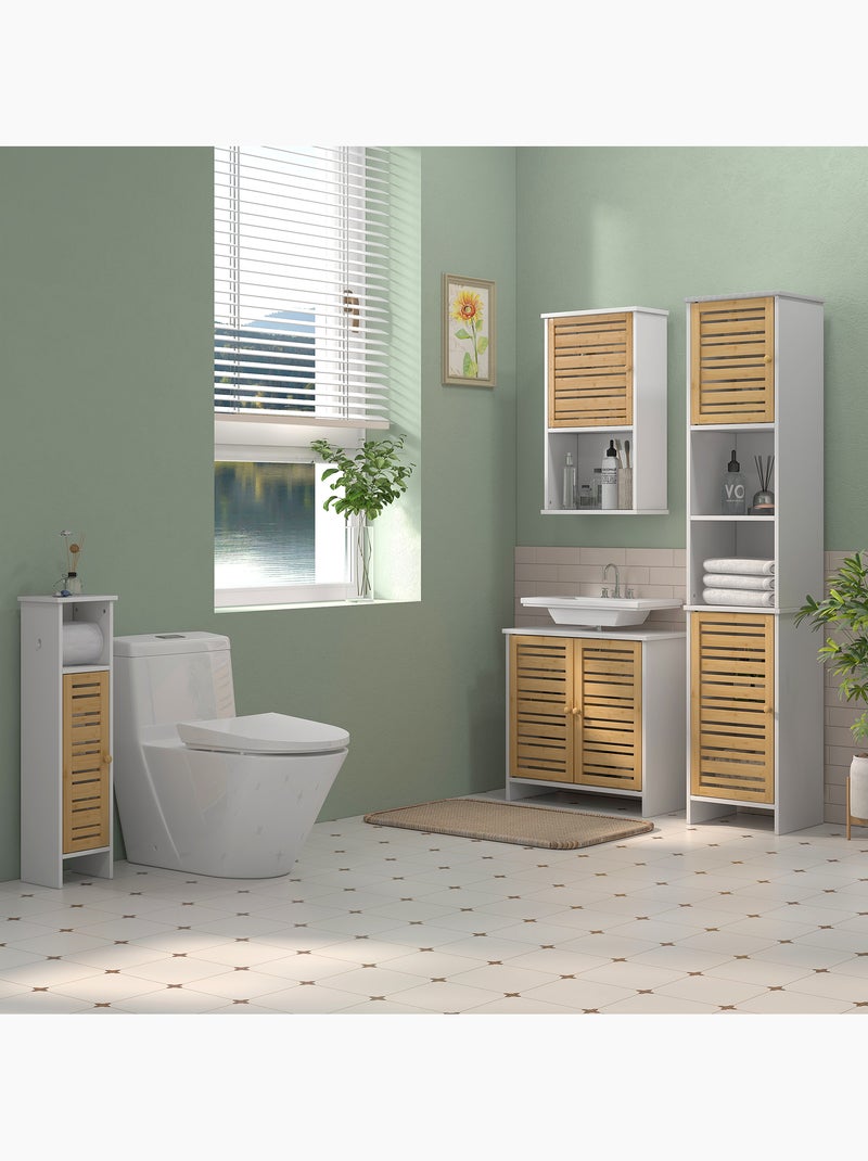 Meuble colonne wc style cosy chic porte étagère support papier Blanc Blanc - Kiabi