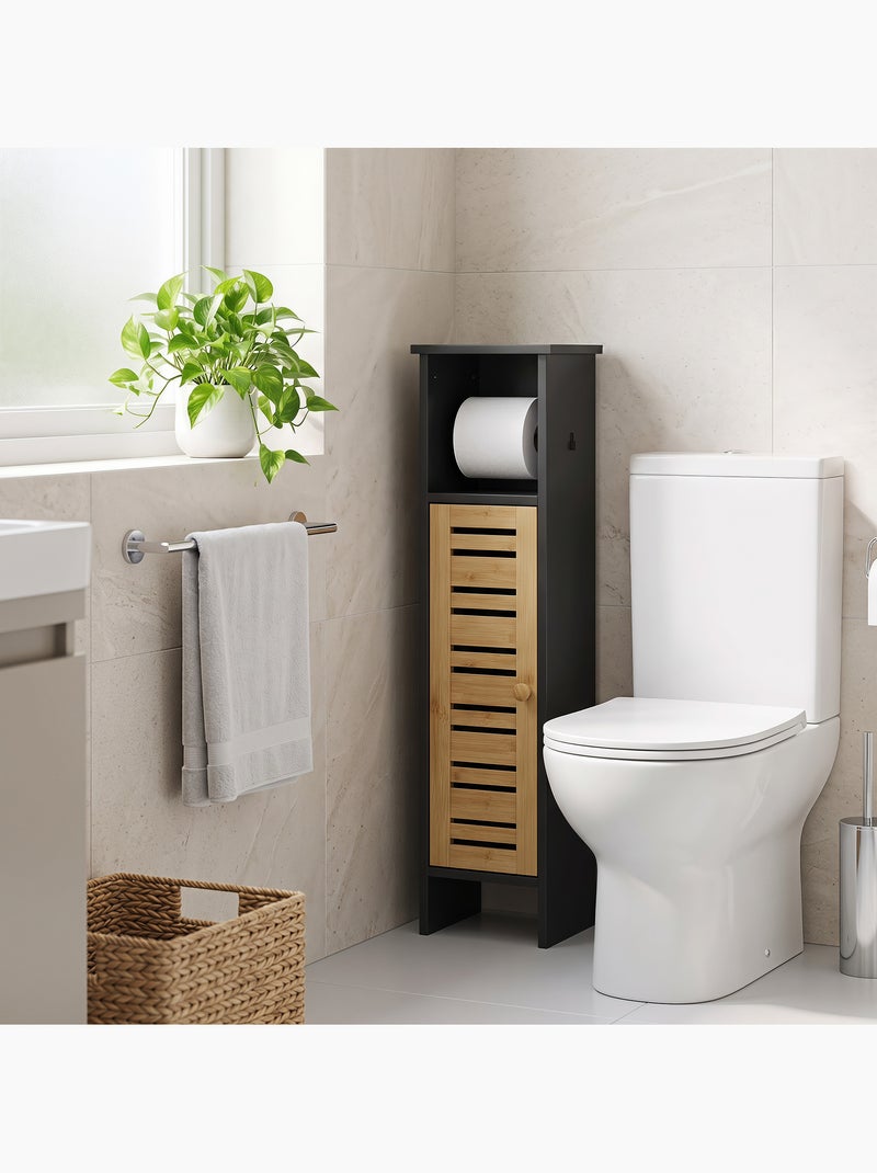 Meuble colonne wc style cosy chic porte étagère support papier Noir - Kiabi