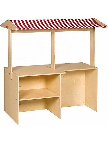 Meuble d'activités- en bois toit bicolore - jeu Montessori