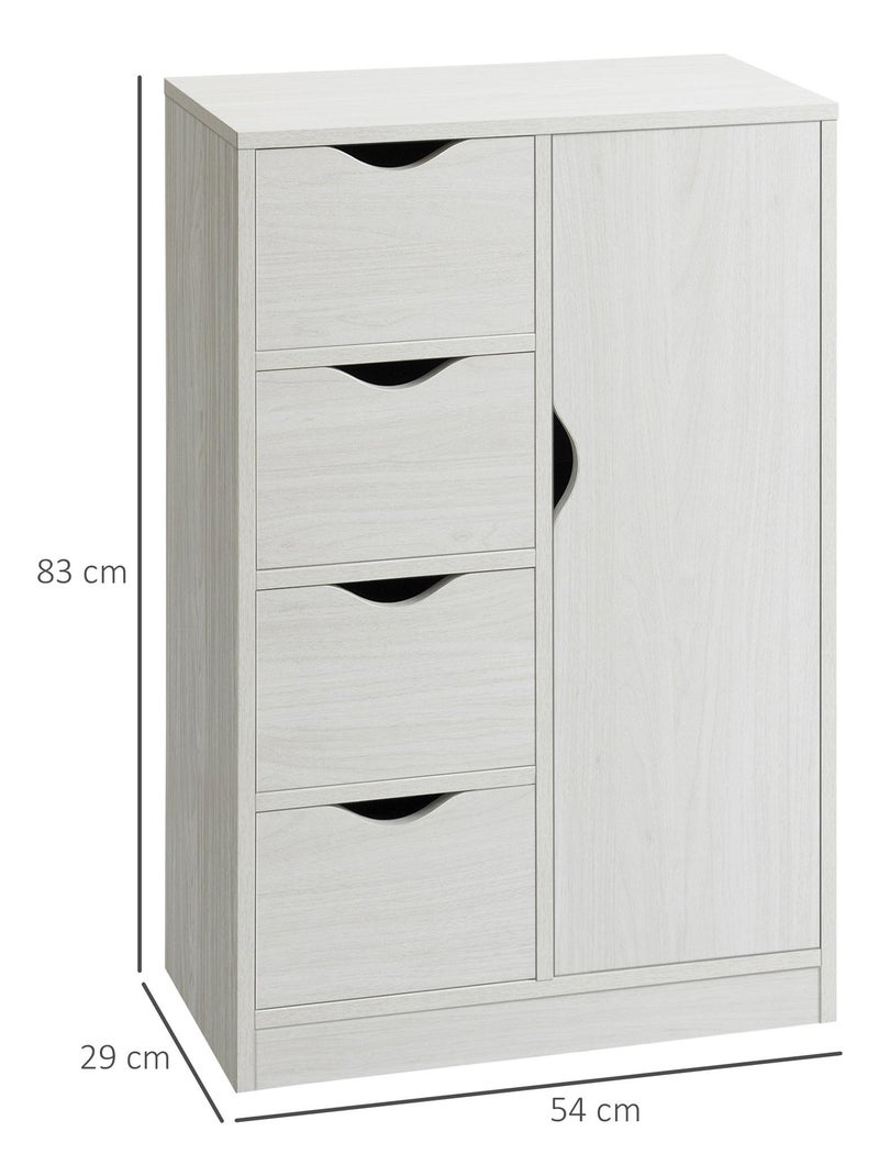 Meuble de rangement 1 porte 4 tiroirs panneaux particules Blanc Blanc - Kiabi