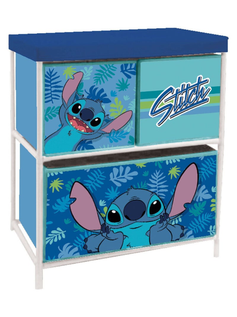 Meuble de rangement 3 paniers- Stitch - 50x30x60 cm Bleu - Kiabi