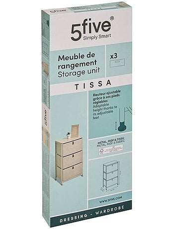 Meuble de rangement 3 tiroirs en acier et bois TISSA