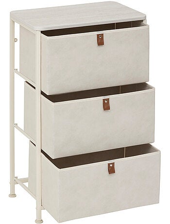 Meuble de rangement 3 tiroirs en acier et bois TISSA