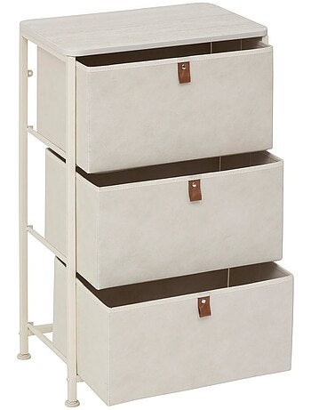 Meuble de rangement 3 tiroirs en acier et bois TISSA