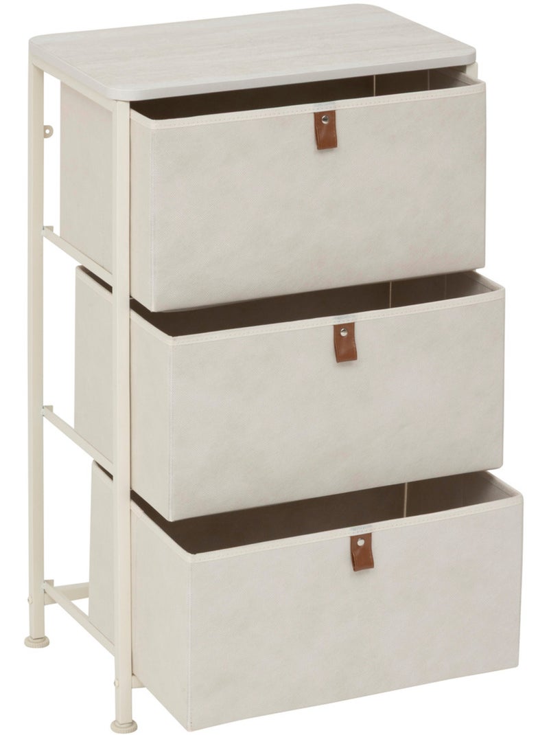 Meuble de rangement 3 tiroirs en acier et bois TISSA Beige - Kiabi