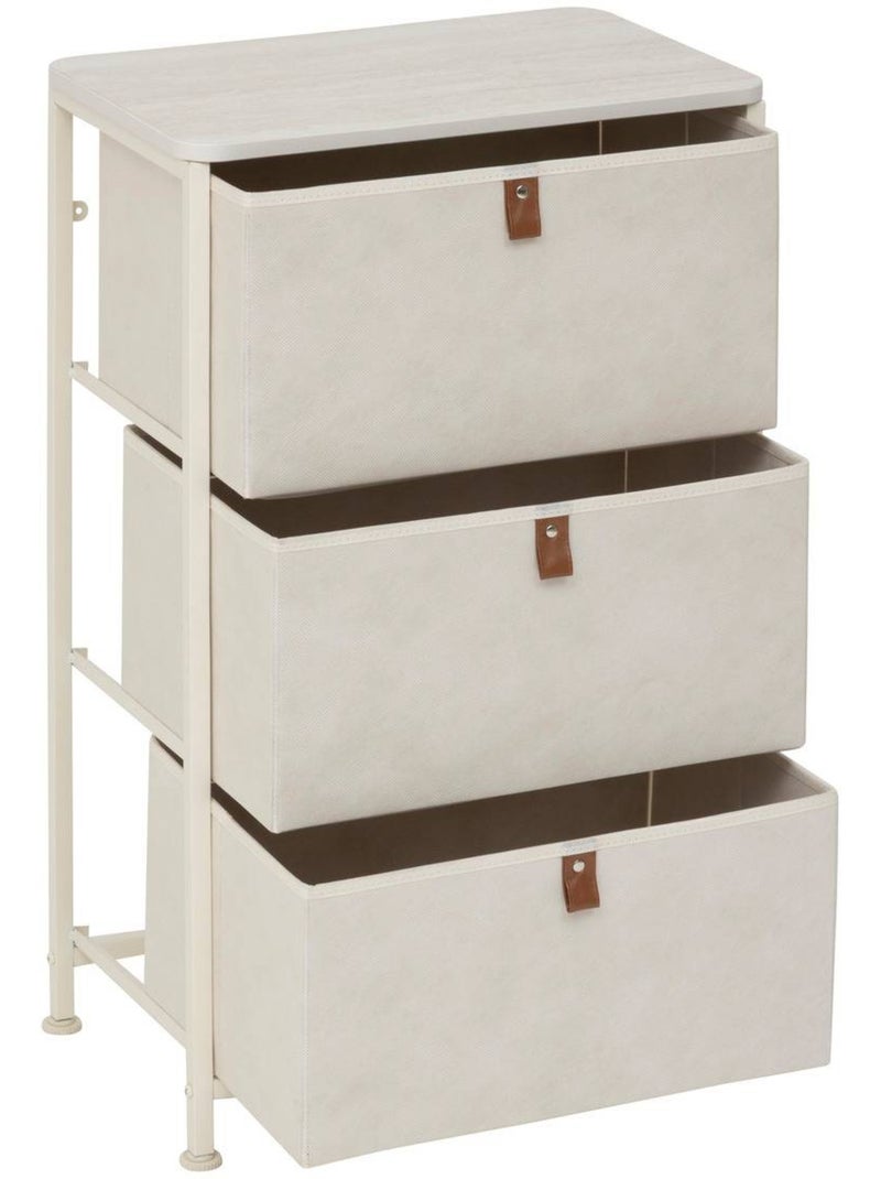 Meuble de rangement 3 tiroirs en acier et bois TISSA Beige - Kiabi