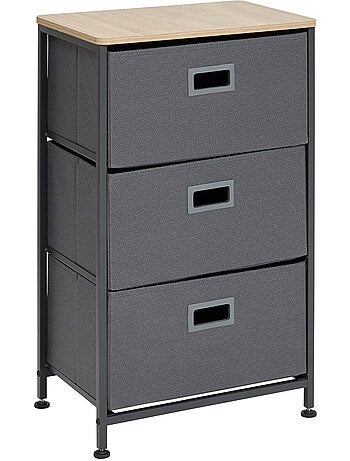 Meuble de rangement 3 tiroirs en acier et bois TISSA