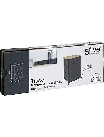 Meuble de rangement 3 tiroirs en acier et bois TISSA