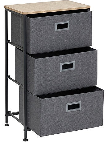 Meuble de rangement 3 tiroirs en acier et bois TISSA