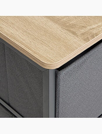 Meuble de rangement 3 tiroirs en acier et bois TISSA
