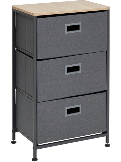 Meuble de rangement 3 tiroirs en acier et bois TISSA - Kiabi Meuble de rangement 3 tiroirs en acier et bois TISSA - Kiabi