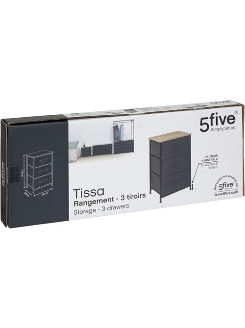 Meuble de rangement 3 tiroirs en acier et bois TISSA - Kiabi Meuble de rangement 3 tiroirs en acier et bois TISSA - Kiabi