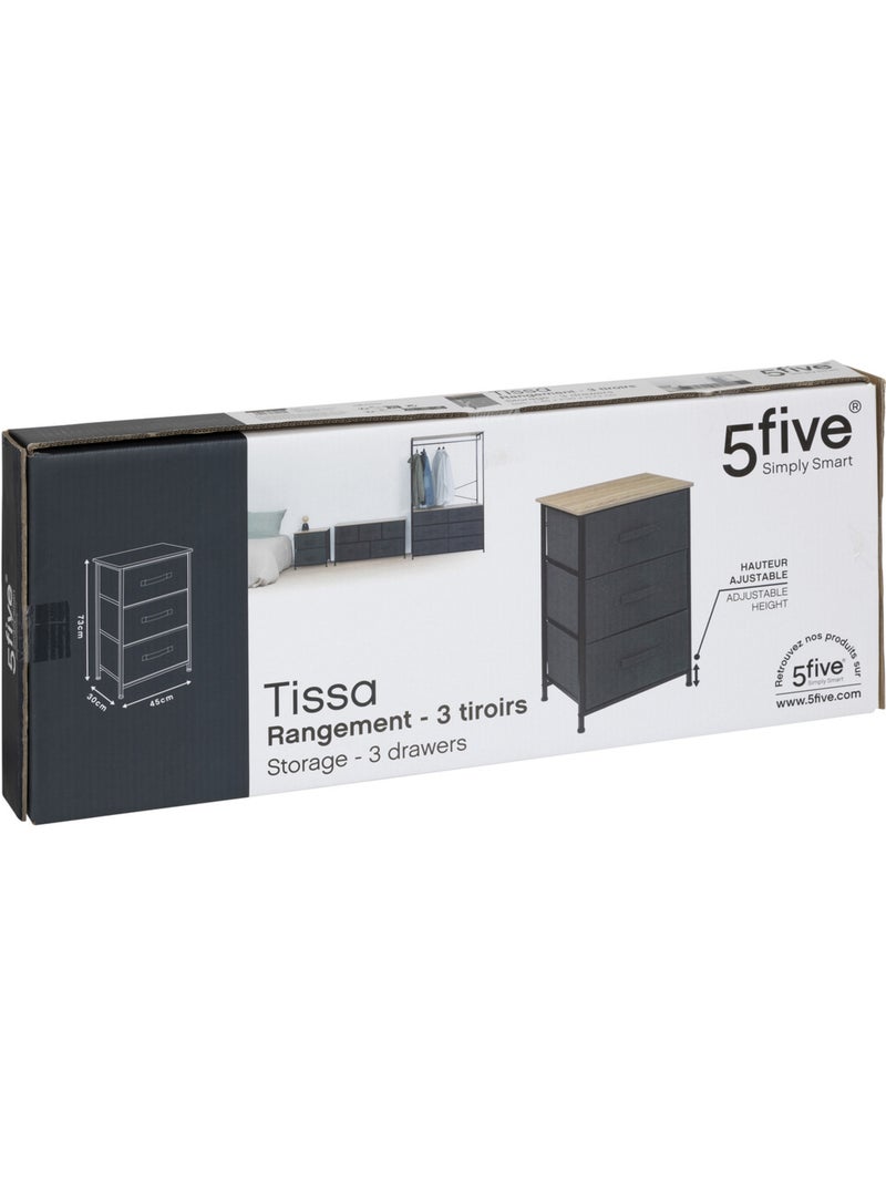 Meuble de rangement 3 tiroirs en acier et bois TISSA Gris foncé - Kiabi