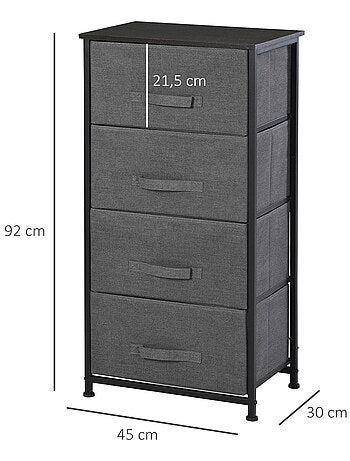 Meuble de rangement 3/4 tiroirs noir