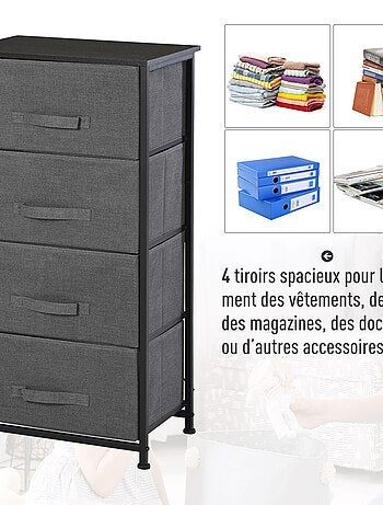 Meuble de rangement 3/4 tiroirs noir