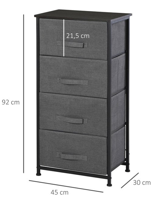 Meuble de rangement 3/4 tiroirs noir - Kiabi