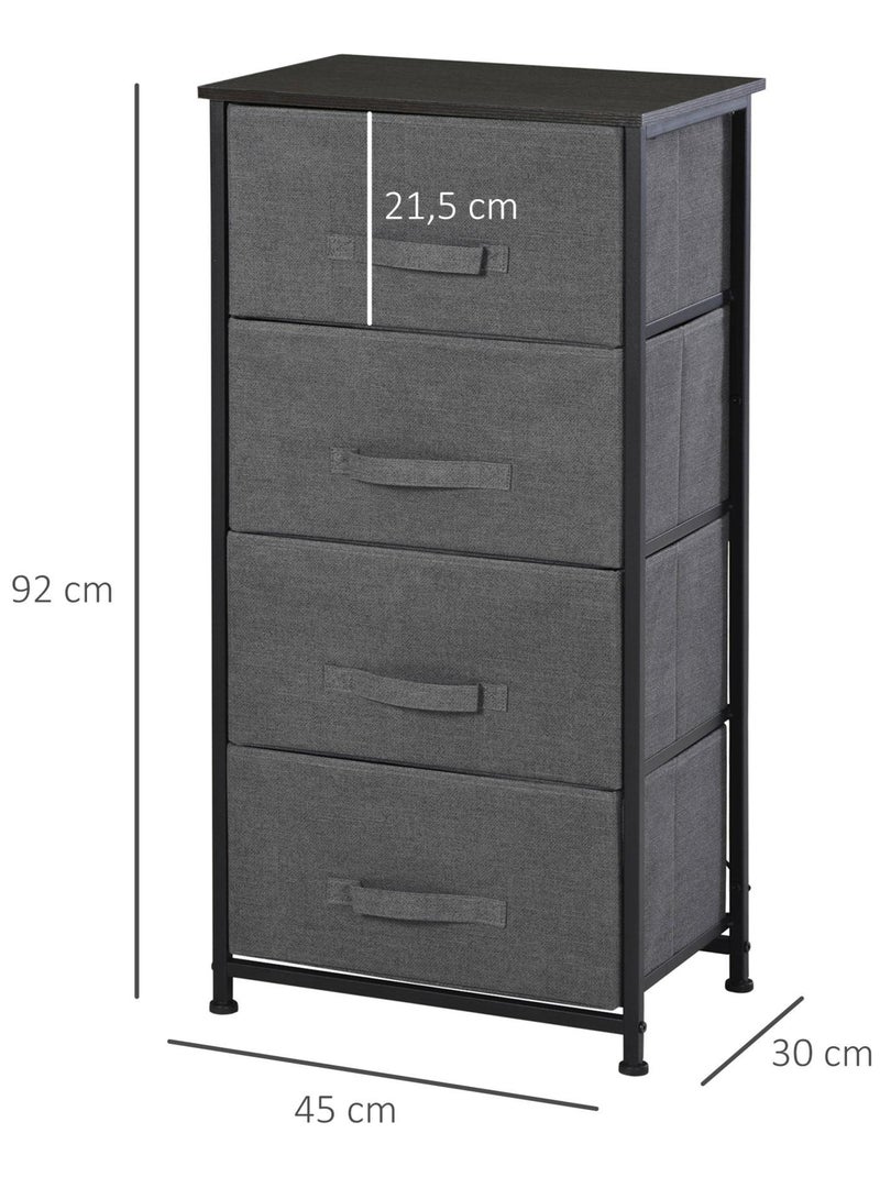 Meuble de rangement 3/4 tiroirs noir Noir - Kiabi