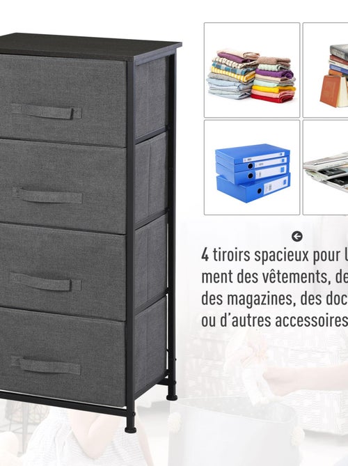 Meuble de rangement 3/4 tiroirs noir - Kiabi
