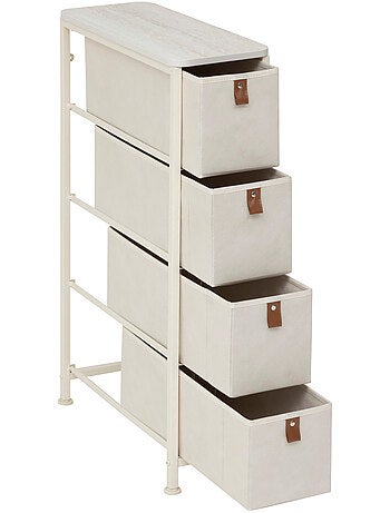 Meuble de rangement 4 tiroirs en acier et tissu TISSA