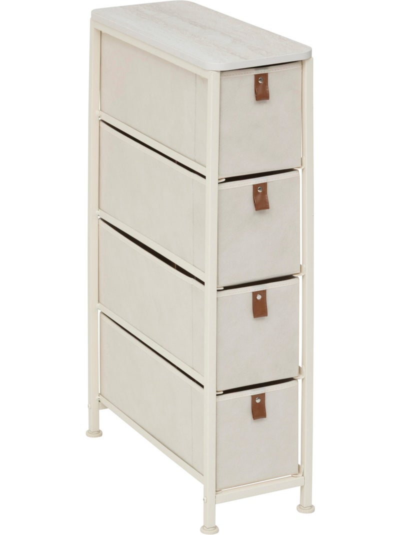 Meuble de rangement 4 tiroirs en acier et tissu TISSA Beige - Kiabi