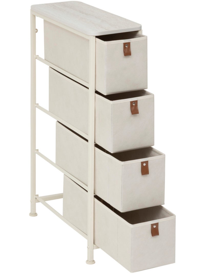 Meuble de rangement 4 tiroirs en acier et tissu TISSA Beige - Kiabi
