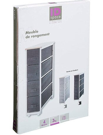 Meuble de rangement 4 tiroirs en acier et tissu tissa