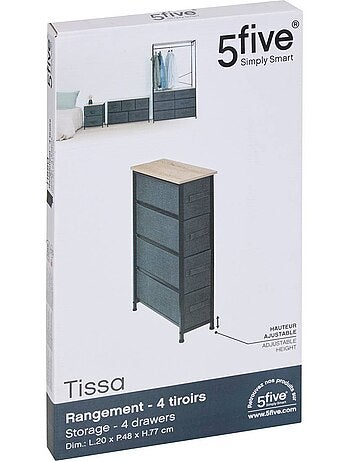 Meuble de rangement 4 tiroirs en acier et tissu tissa