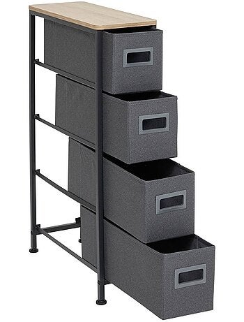 Meuble de rangement 4 tiroirs en acier et tissu tissa