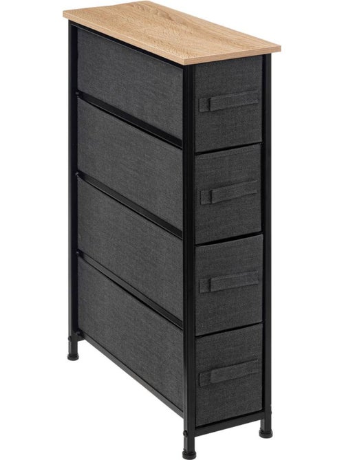 Meuble de rangement 4 tiroirs en acier et tissu TISSA - Kiabi