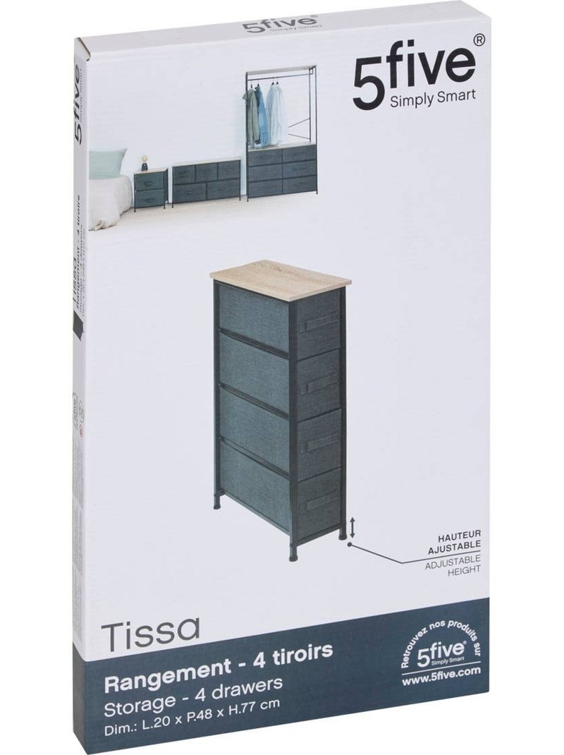 Meuble de rangement 4 tiroirs en acier et tissu TISSA Gris foncé - Kiabi