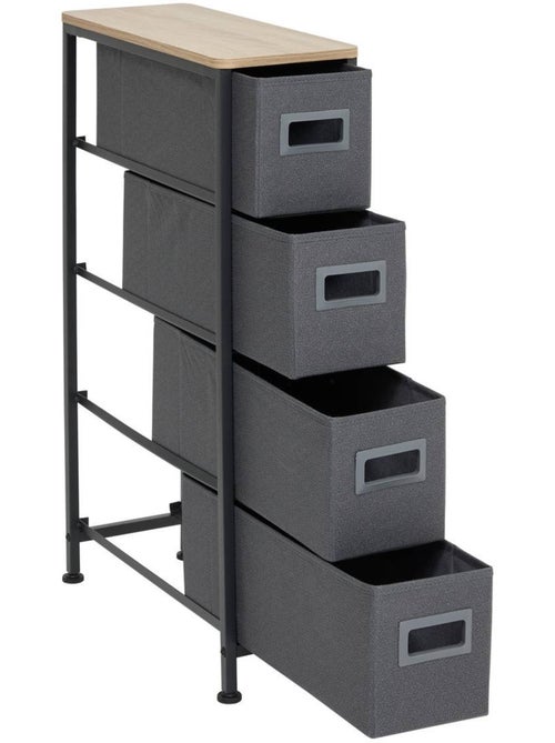Meuble de rangement 4 tiroirs en acier et tissu TISSA - Kiabi