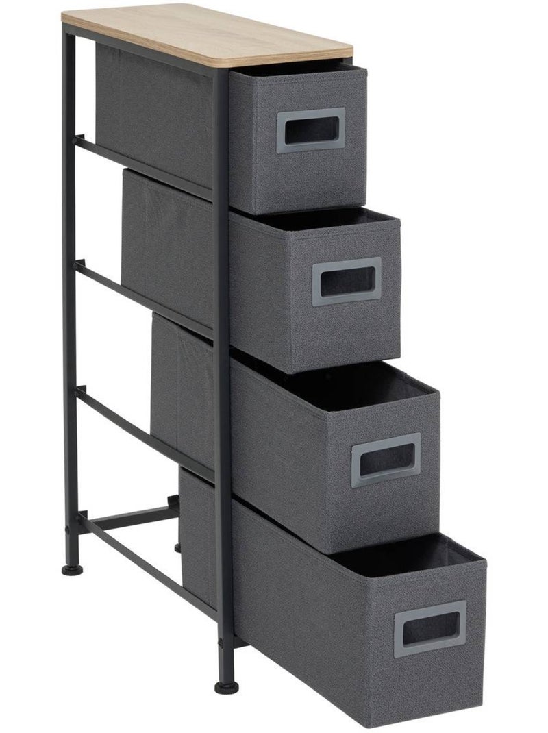 Meuble de rangement 4 tiroirs en acier et tissu TISSA Gris foncé - Kiabi