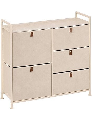 Meuble de rangement 5 tiroirs en acier et tissu TISSA