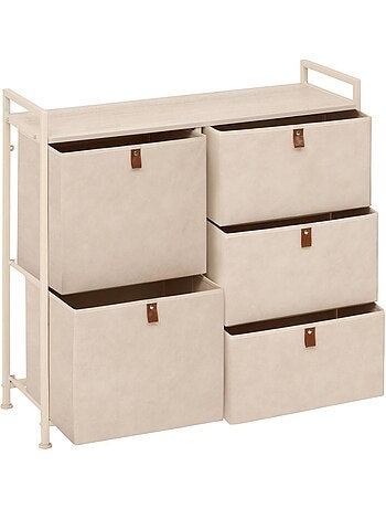 Meuble de rangement 5 tiroirs en acier et tissu TISSA