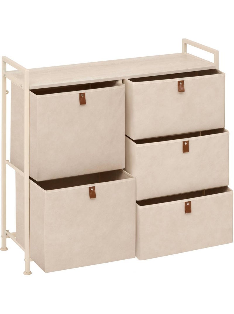 Meuble de rangement 5 tiroirs en acier et tissu TISSA Beige - Kiabi