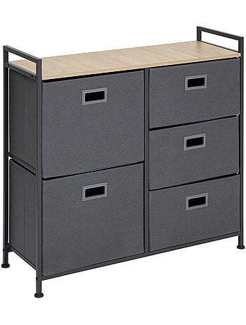 Meuble de rangement 5 tiroirs en acier et tissu TISSA