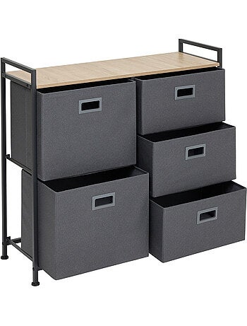 Meuble de rangement 5 tiroirs en acier et tissu TISSA