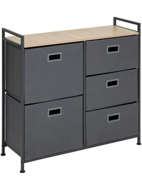 Meuble de rangement 5 tiroirs en acier et tissu tissa - Kiabi
