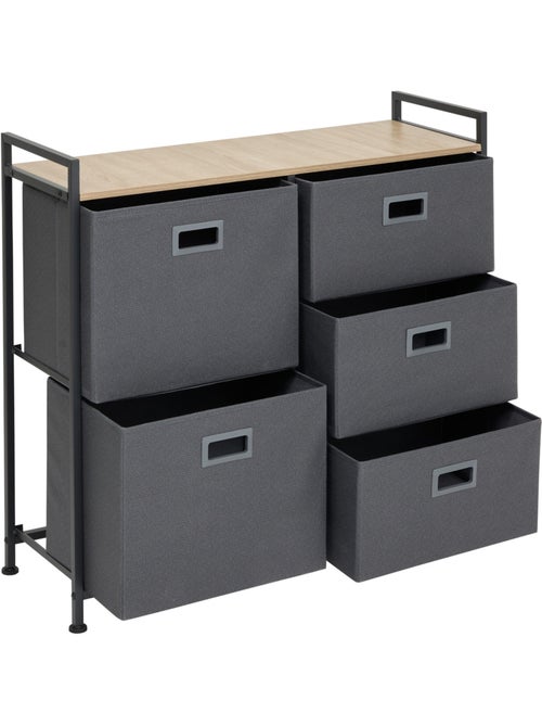 Meuble de rangement 5 tiroirs en acier et tissu tissa - Kiabi